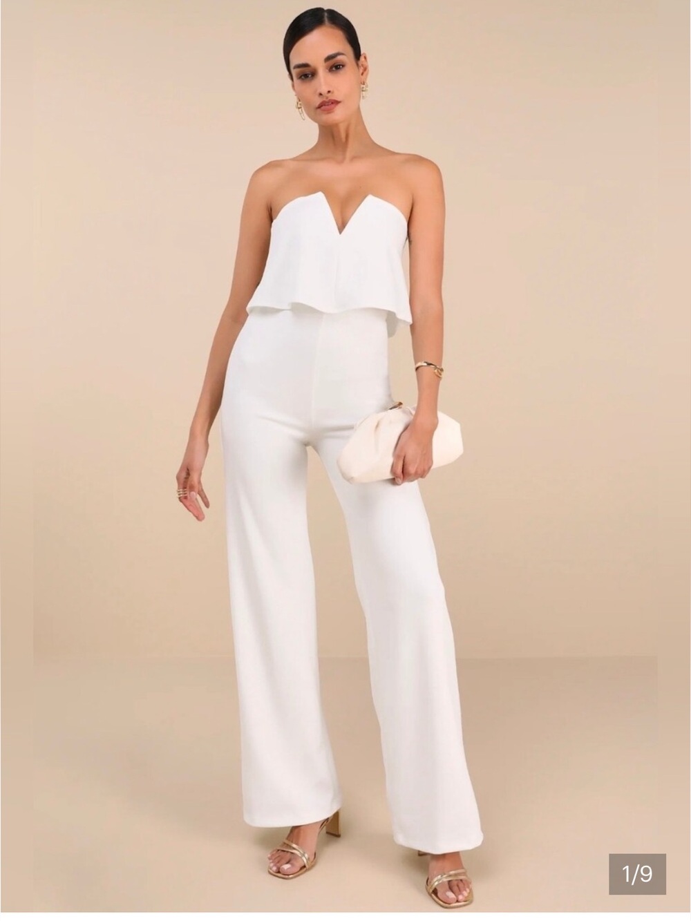 Lulu's Power of Love White Strapless Wide-Leg Jumpsuit